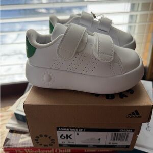 Adidas Kids Advantage CF I White with Green Accents
